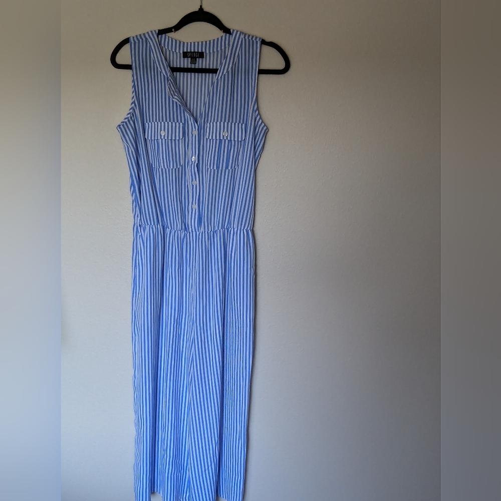 Spense Blue and White Striped Jumpsuit Size 10
